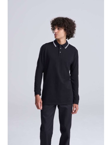 AWD-JP103-Long Sleeve Tipped 100 Polo